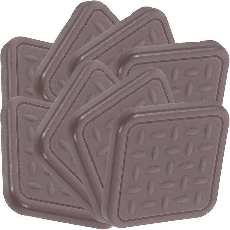 Brown Silicone Furniture Pads Non Slip Square Couch Stoppers 30x30mm Set of 8 Floor Protectors - Image 1